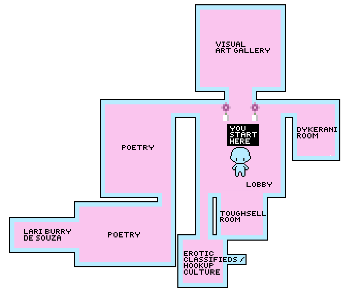map of the exhibition 'Queer Digital Intimacies'